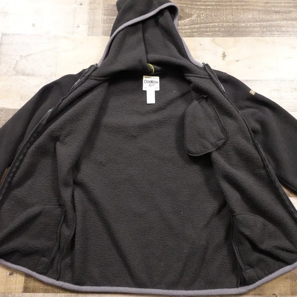 OshKosh‎ B’gosh Full Zip Fleece Hoodie Boys’ Size 12 Black Warm Cozy Jacket